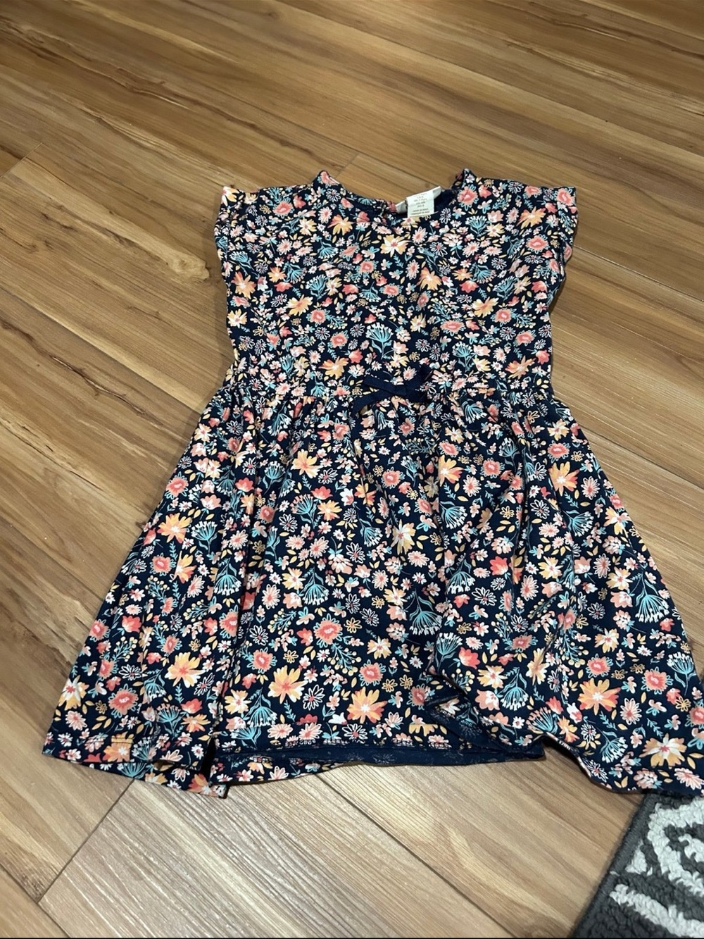 Cynthia Rowley Navy Floral Flutter Sleeve Dress Size 7/8